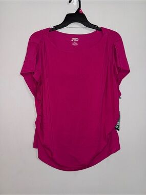 Terra & Sky Women’s Magenta Pleated Shoulder Tee 2x